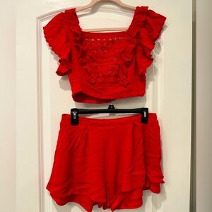 Blue Blush Matching Top + Shorts Set